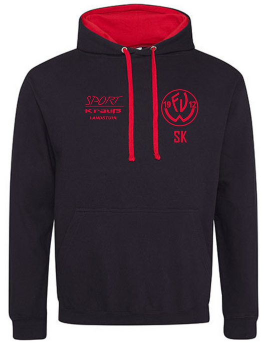 Just Hoods Varsity Hoodie Schwarz/Rot